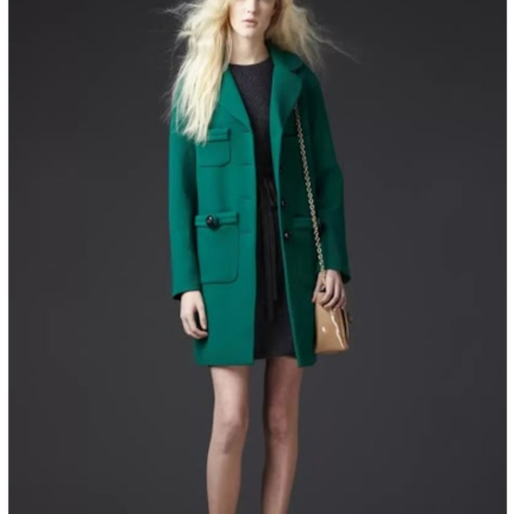 Orla Kiely green wool coat UK 8, US 4/6